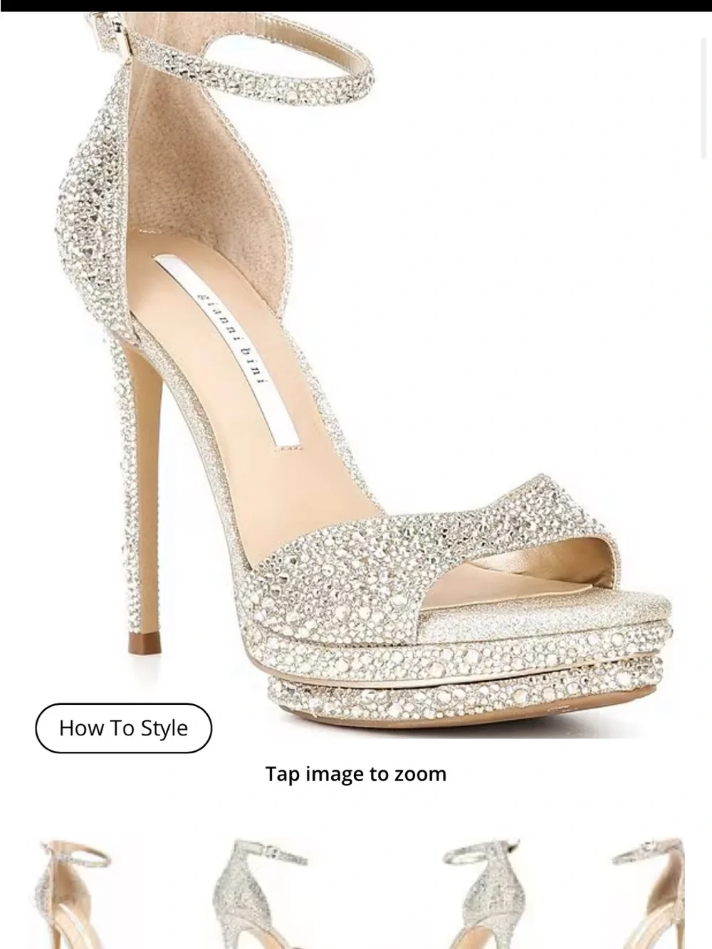 Gianni Bini Silver Rhinestone Platform Ankle-Strap Heels